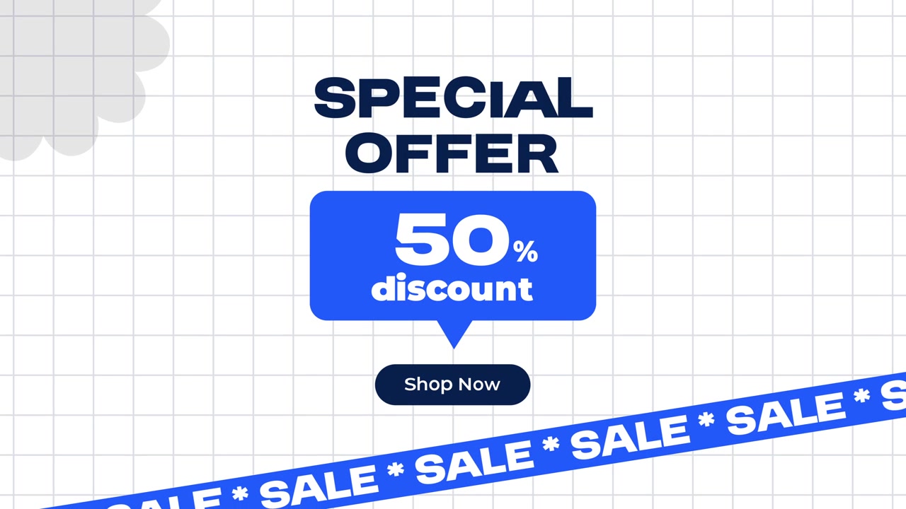 Special Offer 50 Percent Discount Promotional Graphic Animation