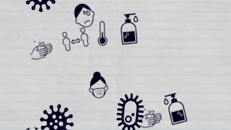 iconos del concepto de coronavirus contra fondos cambiantes