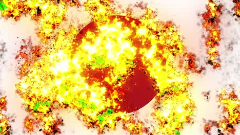 japan flag on fire burning animation