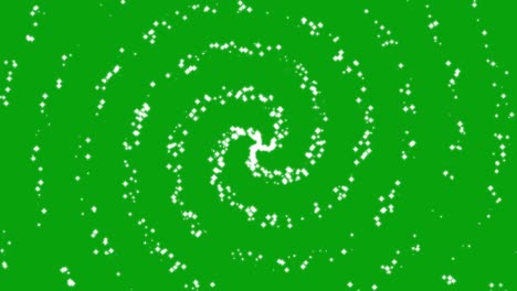 estrellas parpadeantes gráficos de movimiento en espiral con fondo de pantalla verde