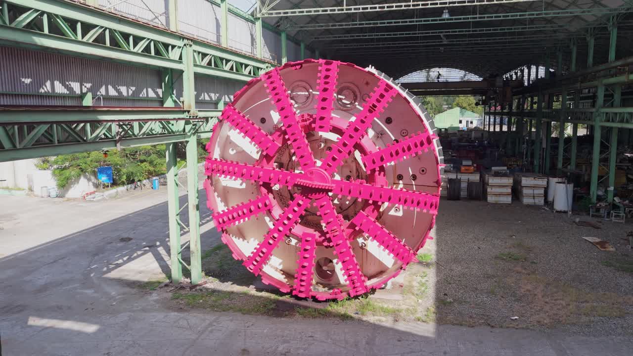 Giant boring machine for making tunnels. Underground tunnels drill.