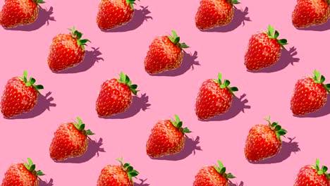 composición plana con bayas de fresa sobre un fondo rosado