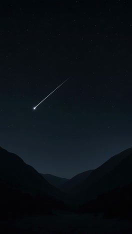 a serene night sky with a shooting star captured from a low-angle
