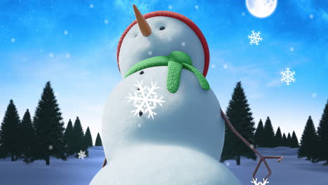 animation of snow falling over snowman moving