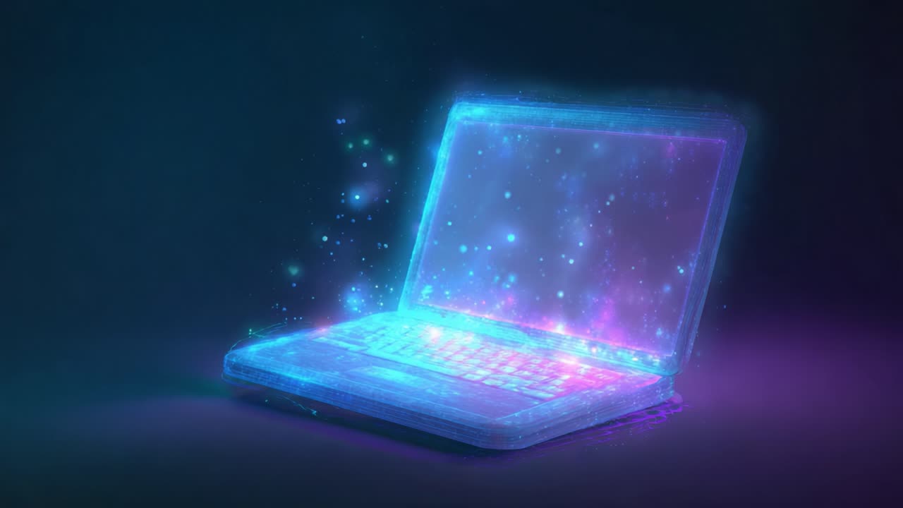 A Magical Laptop Transcending Realities: A Journey Through Digital Dimensions and Cosmic Wonders in a Futuristic Visual Display of Technology and Imagination