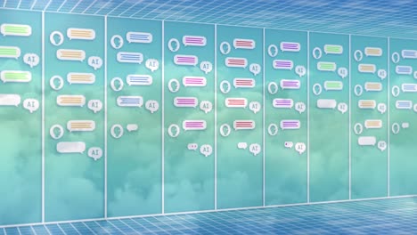 Animation of online ai chat processing over clouds