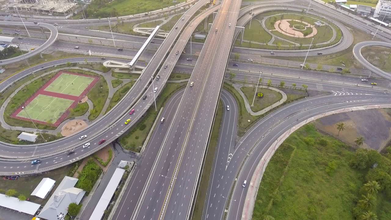 태국 방의 고속도로 교통과 서클, 공중 사진