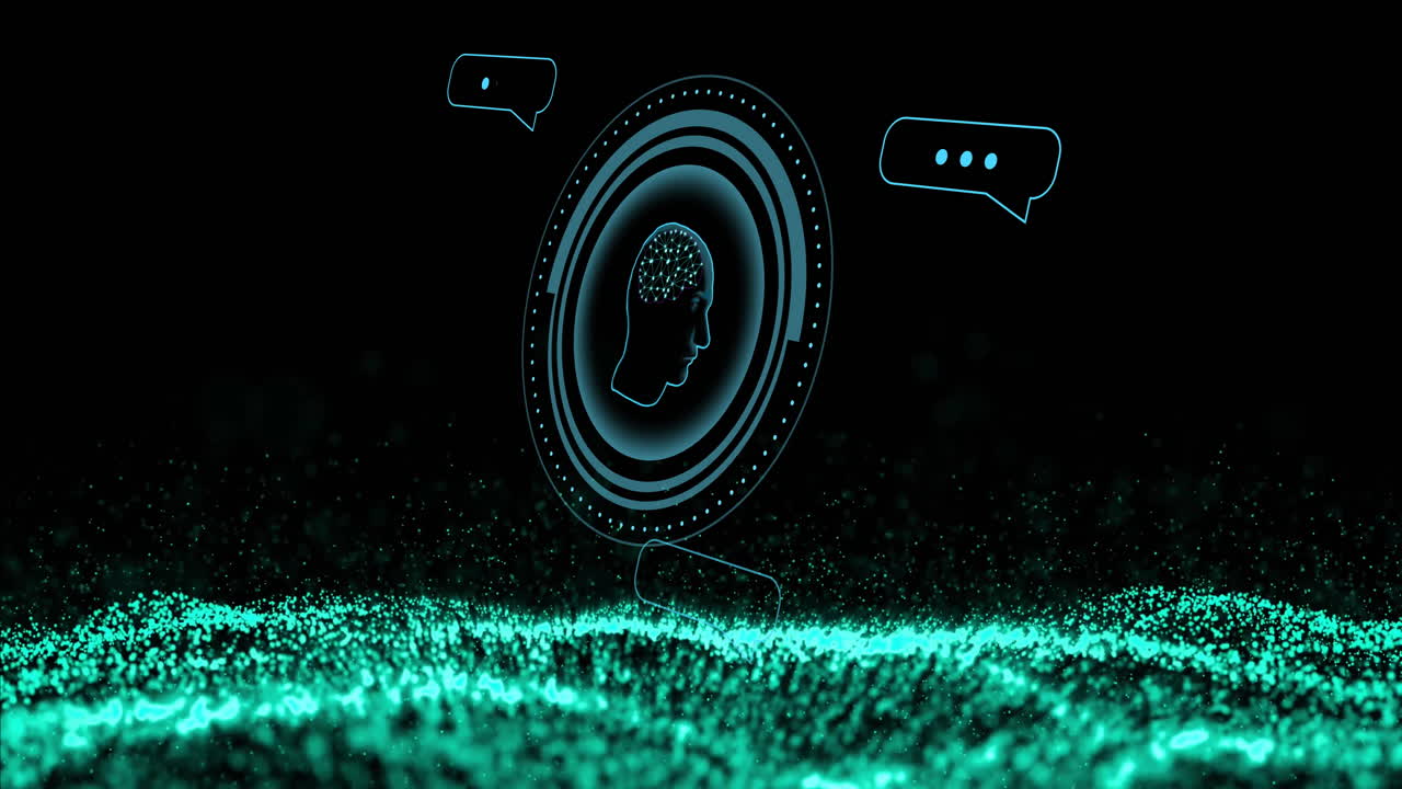 animación del cerebro humano y el procesamiento de datos de la ia sobre un fondo negro