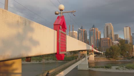 bridge on bow river city downtown calgary alberta canada