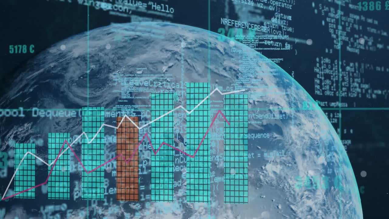 animación del procesamiento de datos por computadora en todo el mundo