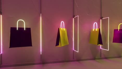 neon shopping bags display