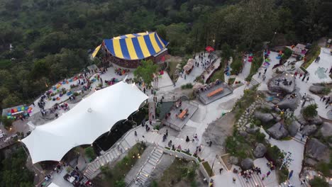crowd atmosphere at obelix hills, one of the favorite tourist destinations in yogyakarta in 2021