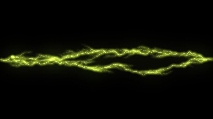 Horizontal yellow lightning bolt on black background