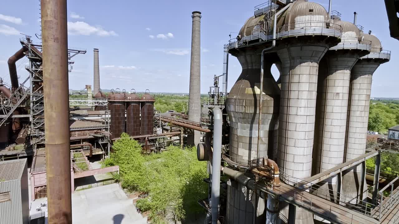 Recording of steel blast furnace in duisburg in the landscape park