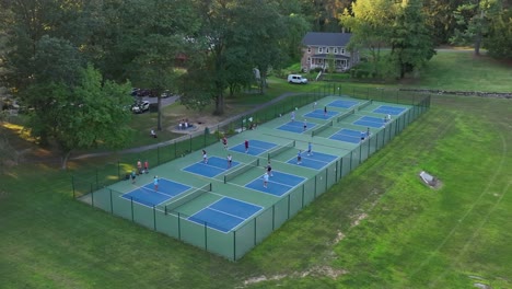 people playing pickleball at local park