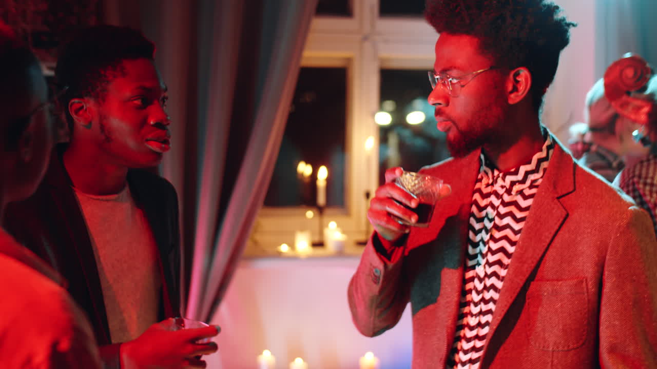African American Friends Discussing Concert on Afterparty