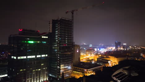 night cityscape with construction
