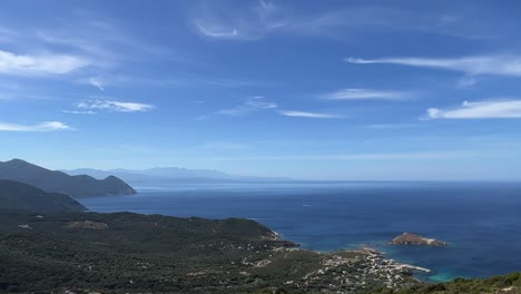 panoramic view of centuri landscape and seascape in northern corsica island, france