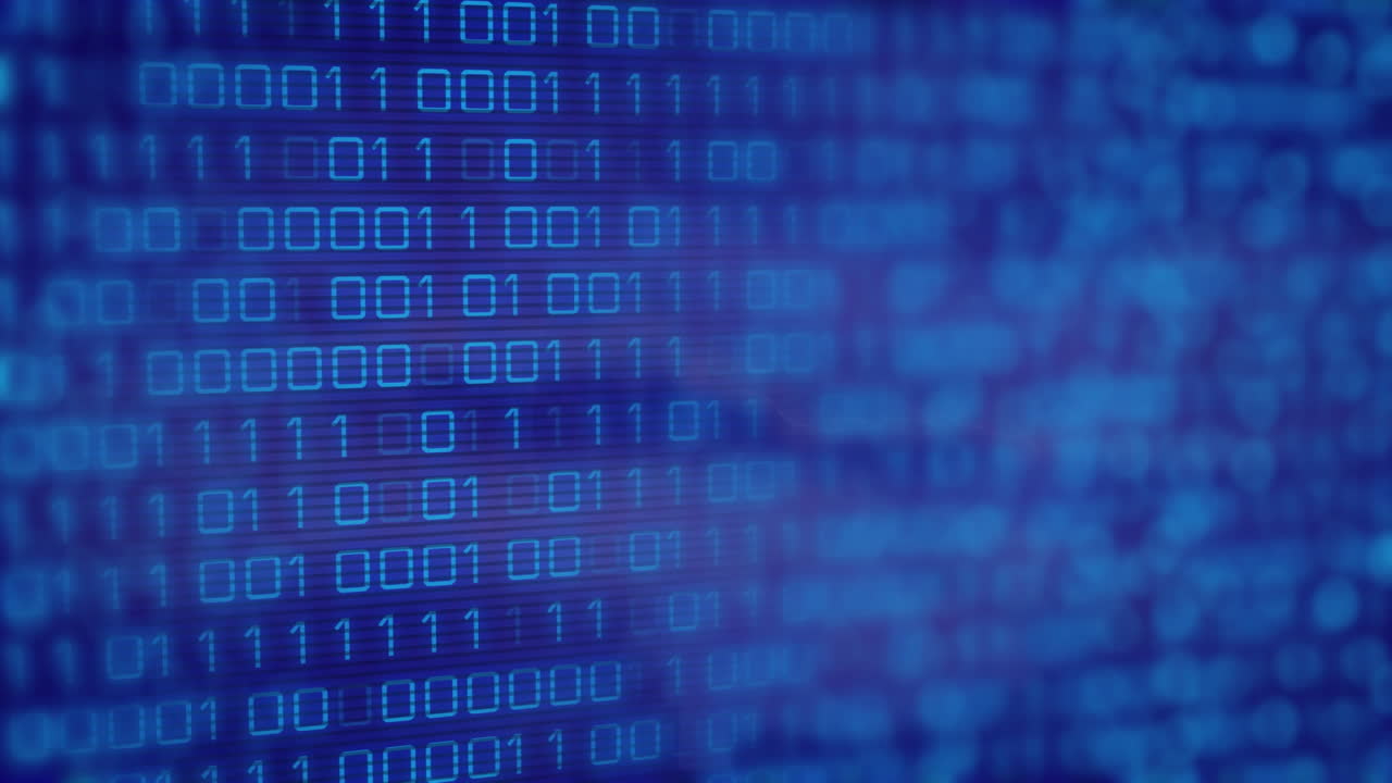 animación de la codificación binaria sobre fondo azul