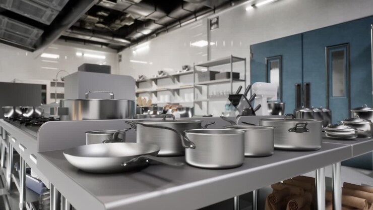 Professional Kitchen , View Counter In Stainless Steel