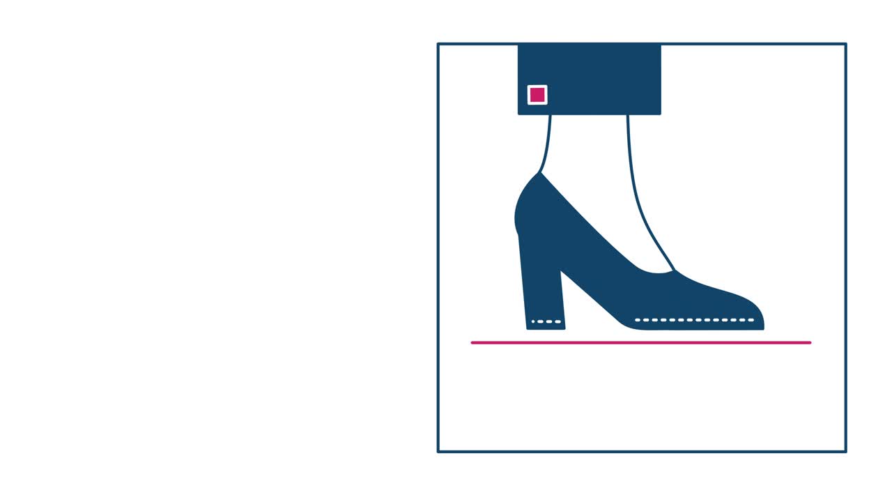 색 배경에 만화의 고전적인 여성 신발의 4k 비디오.