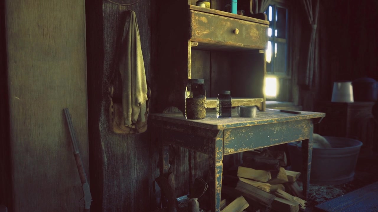 Area di lavoro abbandonata illuminata dalla luce serale morente del deserto