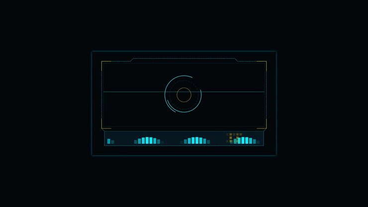 Futuristic Digital HUD Interface with Rotating Circular Scan