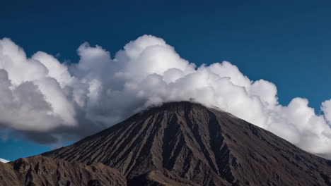 volcano with clouds