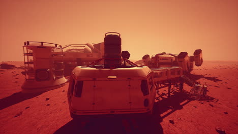 Futuristic-Spaceship-Landed-on-Mars-Base