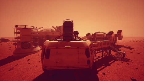 una nave espacial futurista aterrizó en la base de marte.