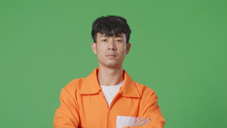 man in orange jumpsuit