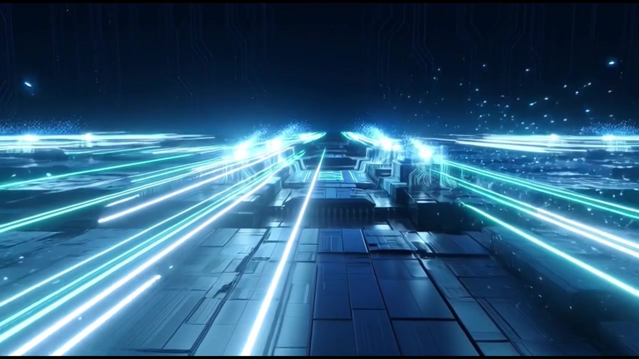Circuito stampato digitale con flussi di dati luminosi e particelle
