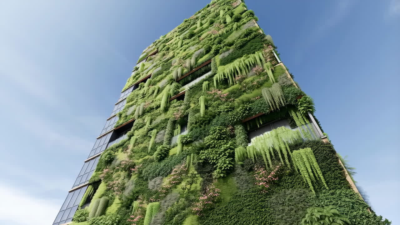 Modern Building with Green Vertical Garden Facade