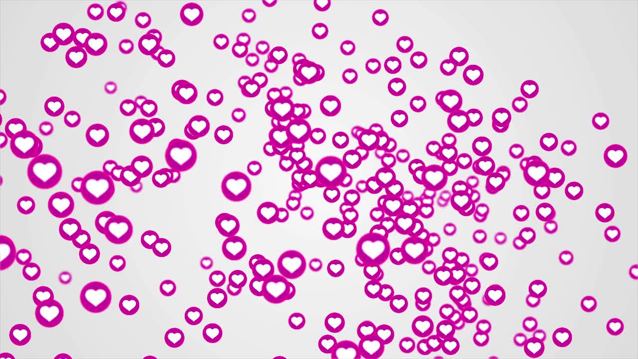 Red heart love icon emotion flying motion graphic on white background. Valentines Day holiday loop animation concept.