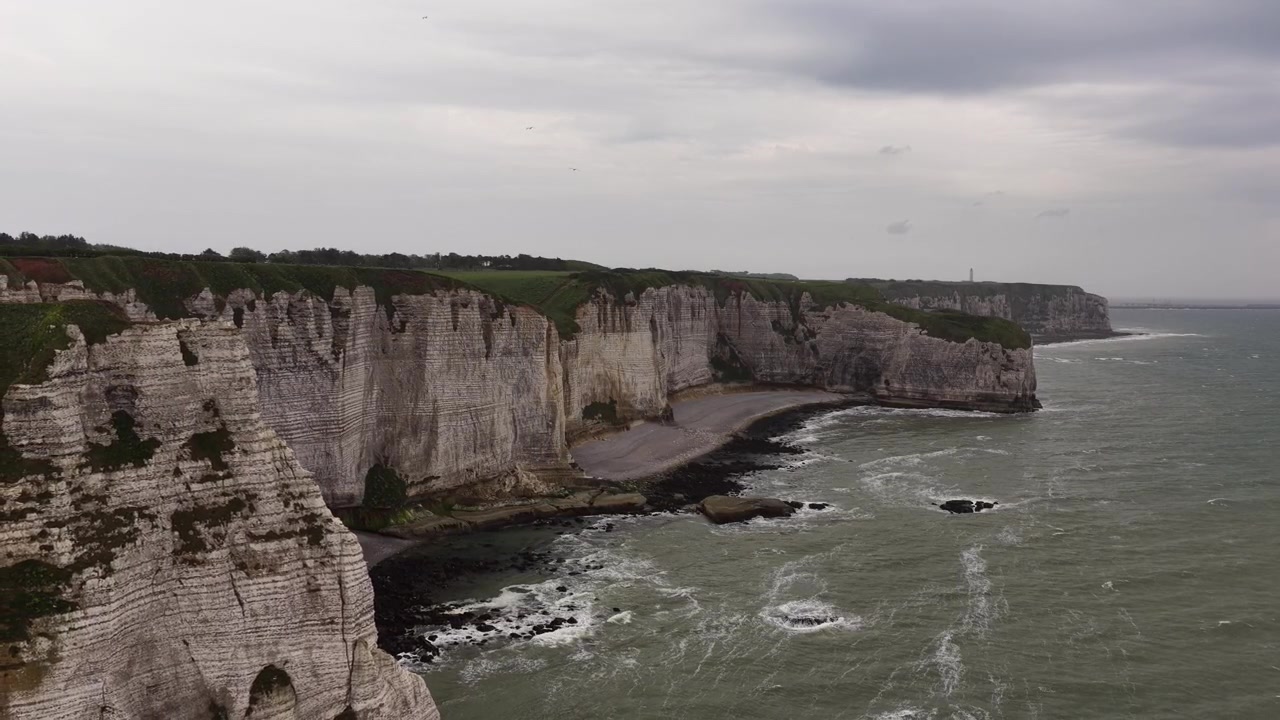 English Channel coastline France Alabaster Coast Étretat cliffs in Normandy, aerial nature