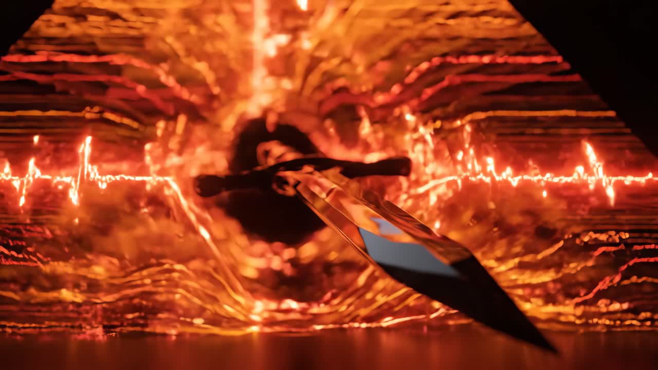 Abstract Image of a Sword in an Orange Triangle