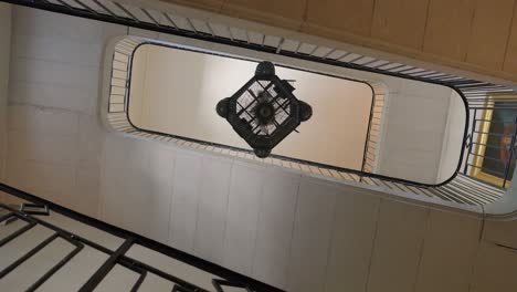 ceiling view in a multi-level castle staircase