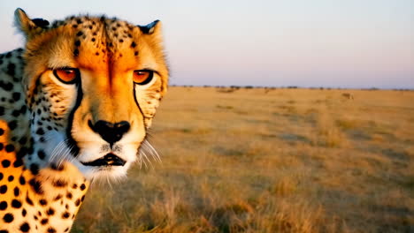 close-up of a cheetah in the savanna