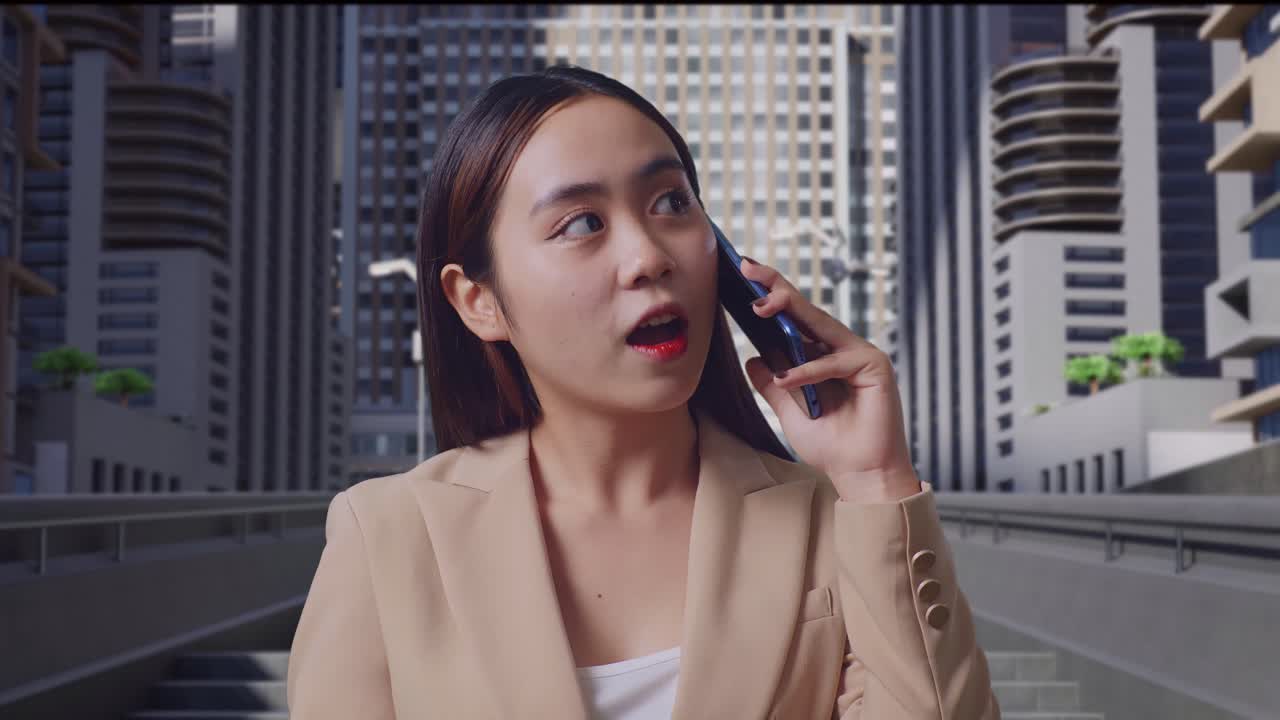 현대 도시 에서 전화 로 이야기 하는 사업가