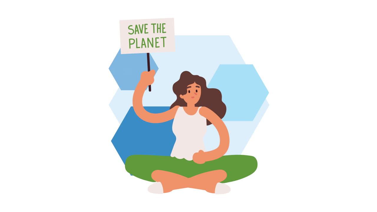 mujer protestando por la conservación del medio ambiente