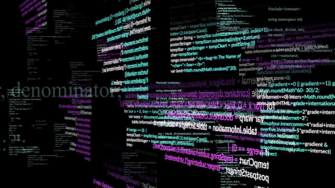 animación del procesamiento de datos sobre un fondo negro