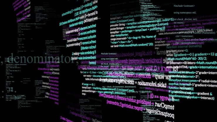 Анимация обработки данных на черном фоне