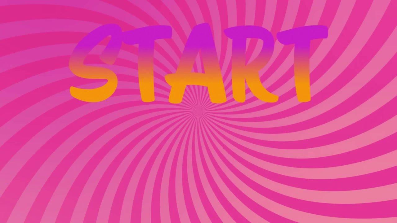 Animazione del testo "start" su sfondo rosso.