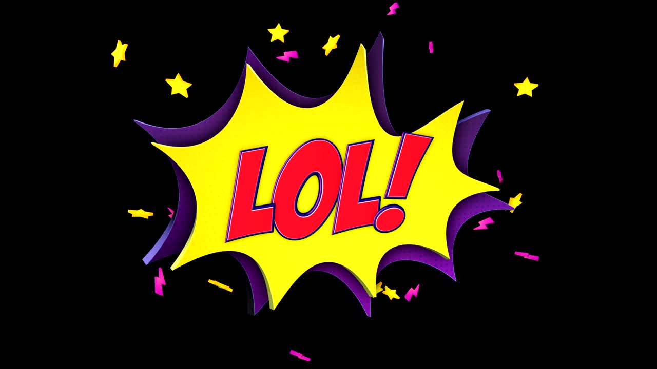 lol texto cómico y animación de globo de habla, con alfa mate, bucle