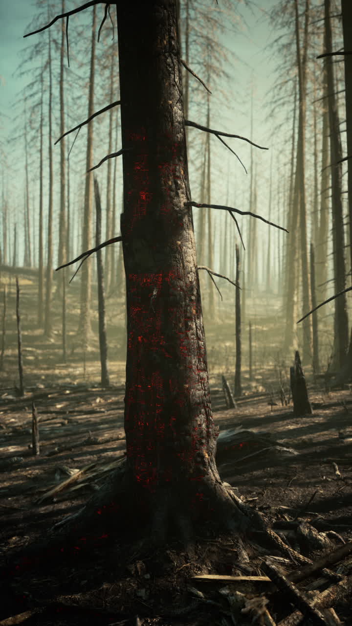 숲에서 불타버린 나무