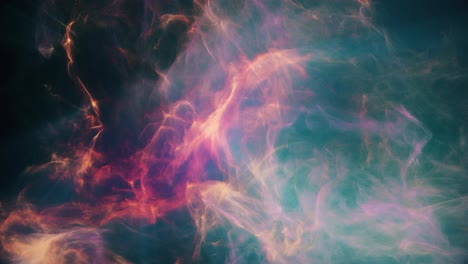 Nebulosa-Abstracta-De-Color-Rosa-naranja-Y-Cian-O-Animación-3d-De-Galaxia-Con-Nubes-De-Polvo-Cósmico-O-Gas-Flotando-En-El-Universo-Espacial-Interestelar-Profundo-Exterior-Con-Fondo-Negro