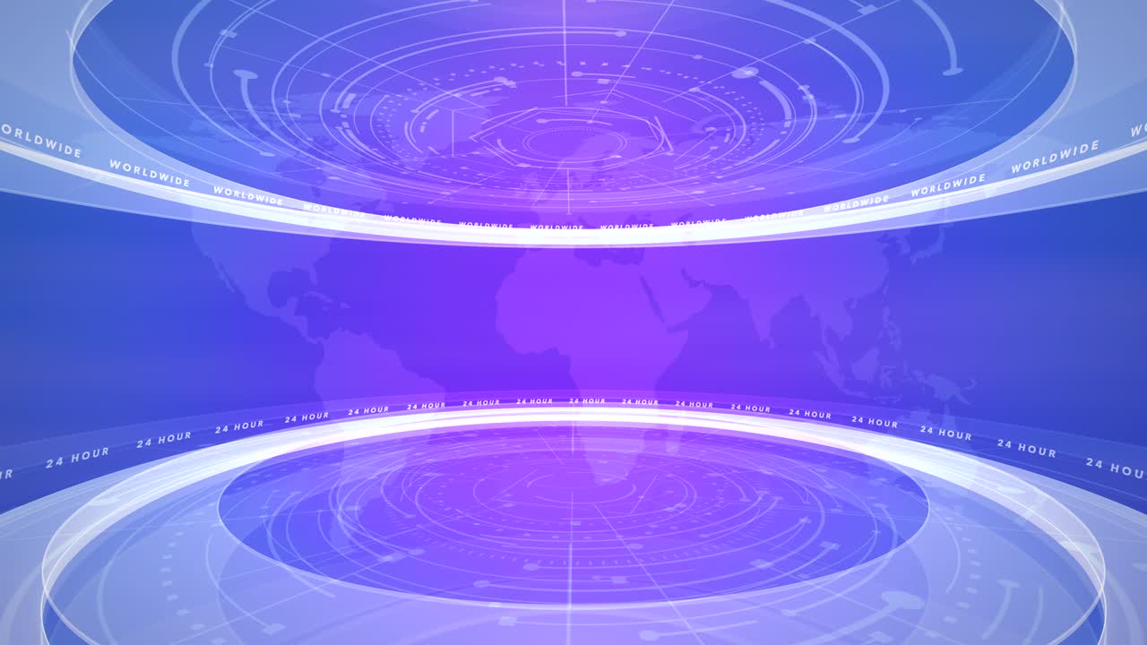 Newsroom with news graphic lines and circular shapes