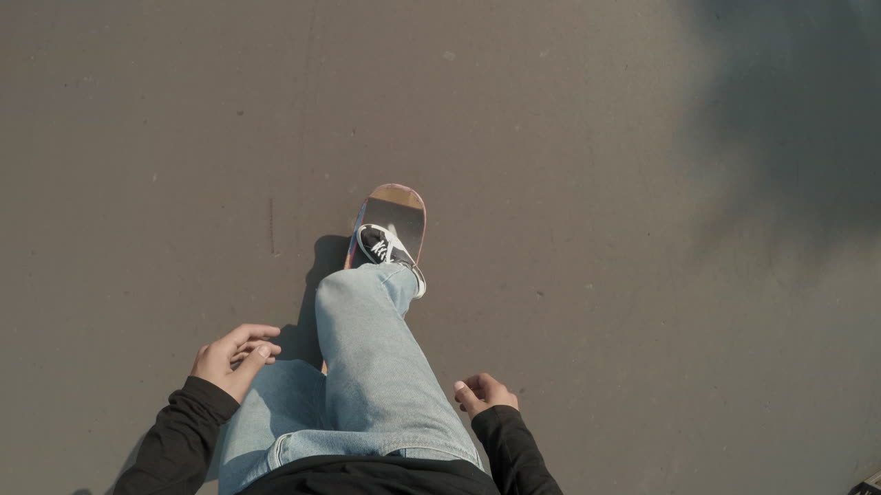 POV of Guy Skating in Skatepark