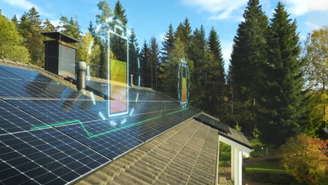 Visualisierung-Der-Ladebatterie-Auf-Dem-Hausdach-Mit-Sonnenkollektoren-–-CGI-Rendering