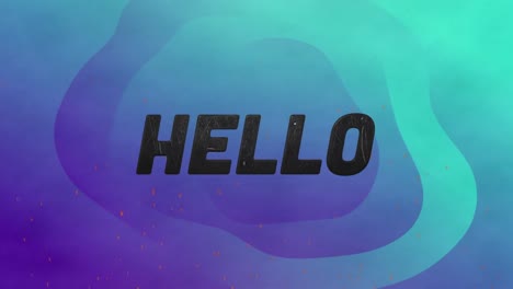 animación del texto de saludo sobre formas sobre fondo azul